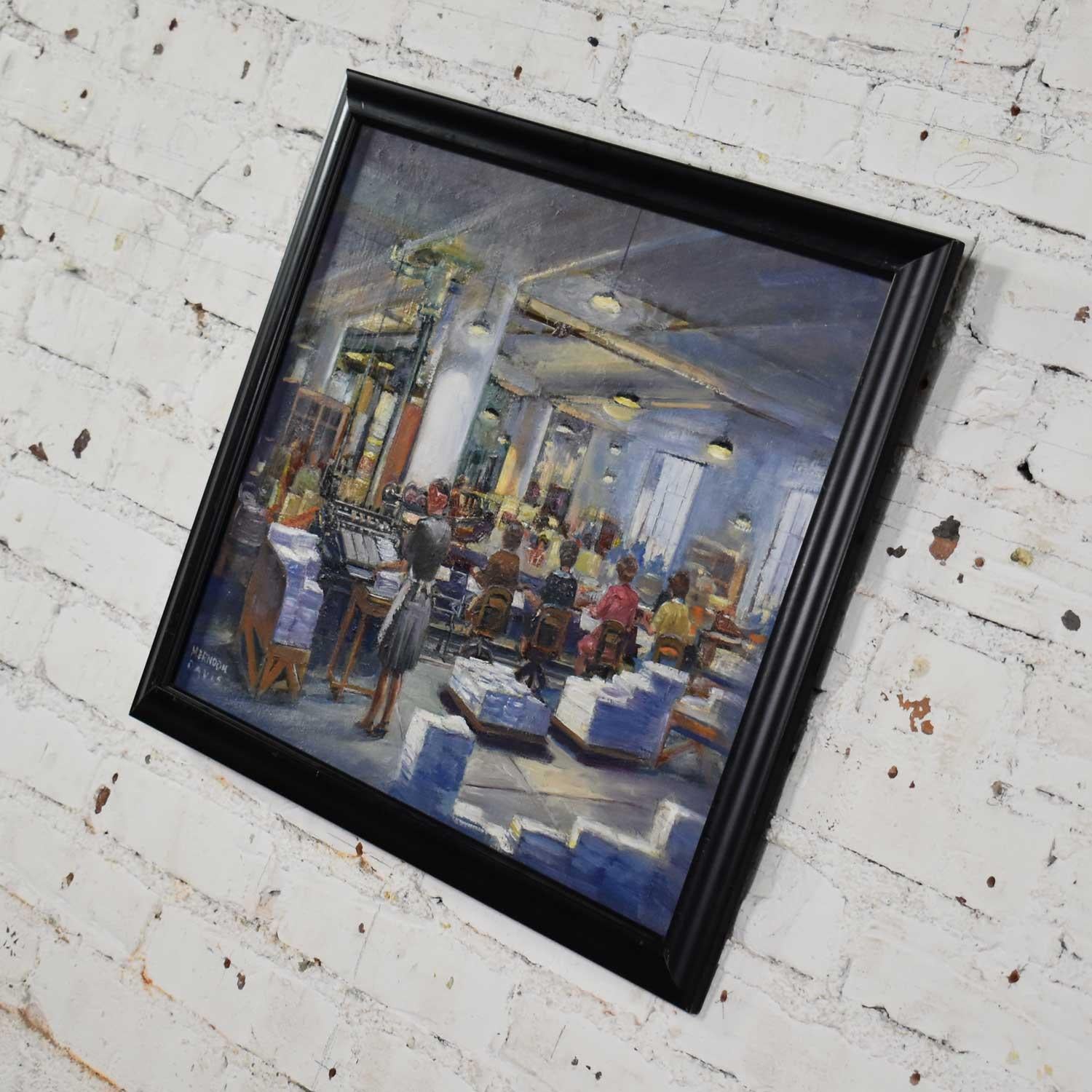 Peinture de l'artiste du Colorado Herndon Davis représentant un intérieur industriel, années 1940 en vente 1