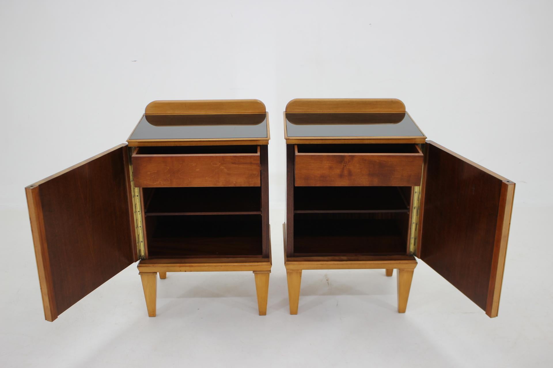 1940s Pair Ash Bedside Tables, Czechoslovakia In Good Condition In Praha, CZ