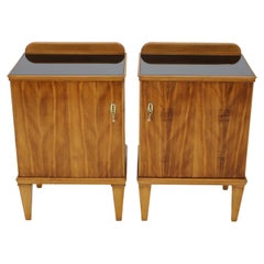 1940s Pair Ash Bedside Tables, Czechoslovakia