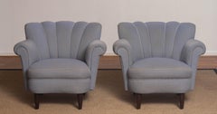 1940s Pair Carl-Johan Boman Attributed Shell Back Chairs for Re-Upholstery