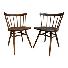 1940
s PAIR George Nakashima N19 Straight Chairs for Knoll With Original Labels