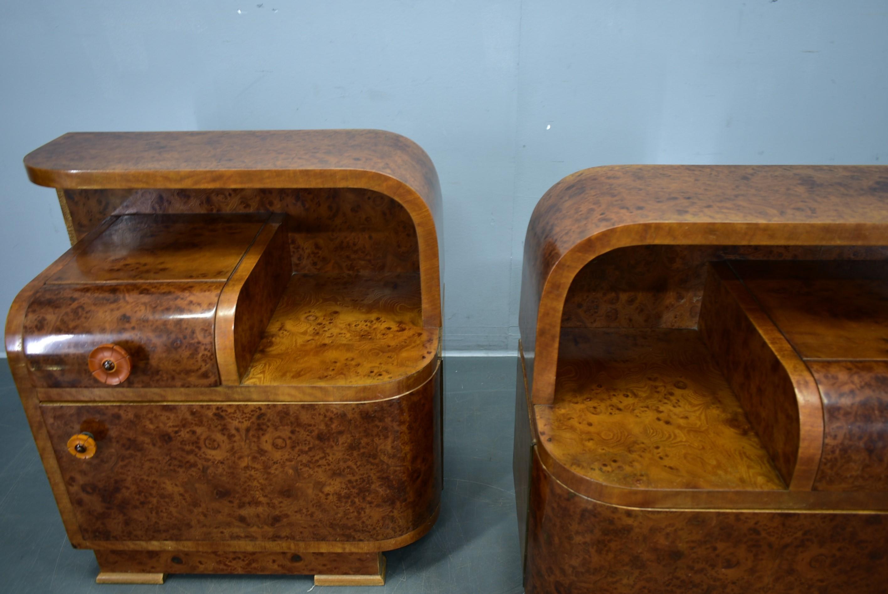 1940s Pair of Art Deco Bedside Tables, Czechoslovakia For Sale 13