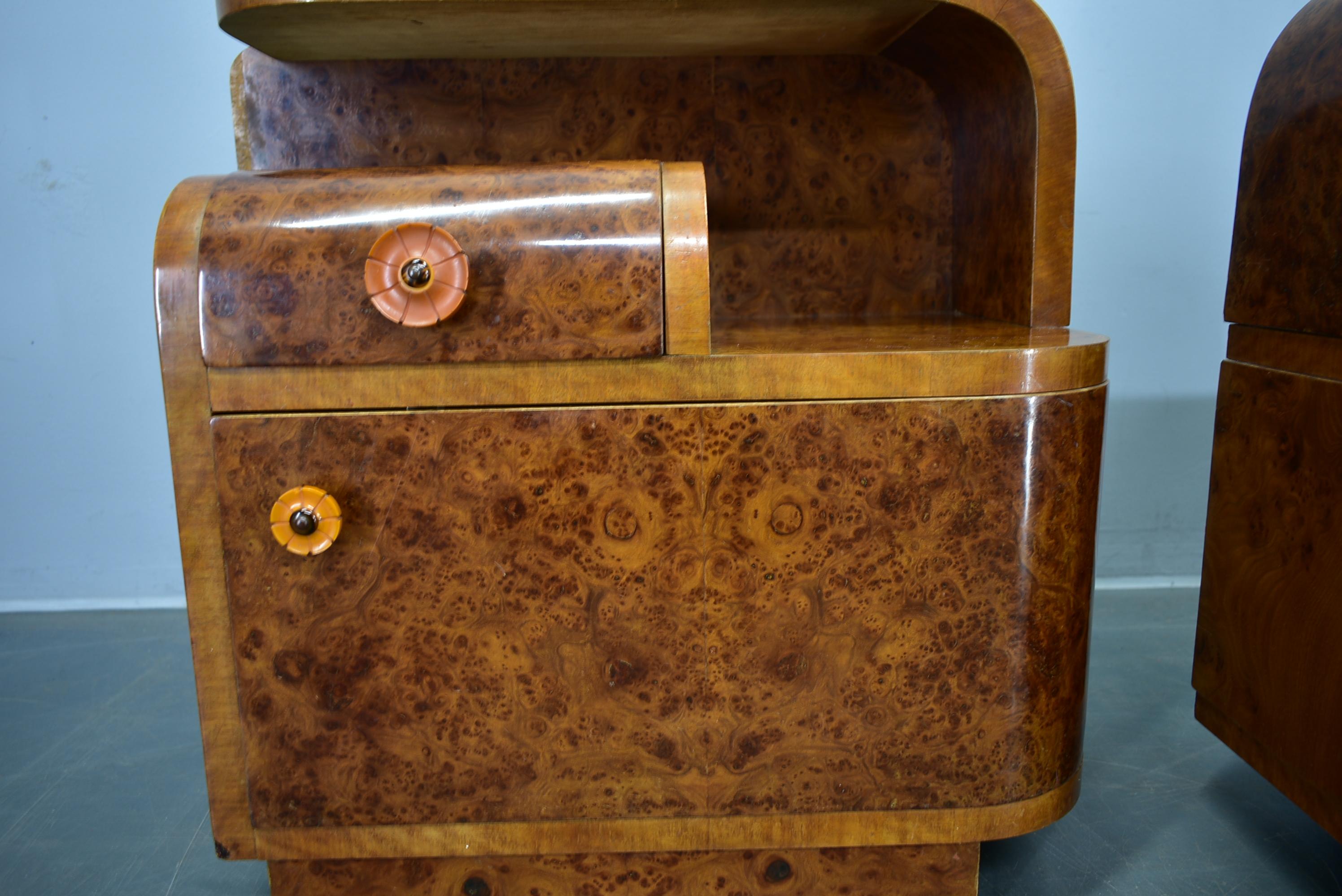1940s Pair of Art Deco Bedside Tables, Czechoslovakia For Sale 14