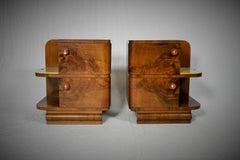 1940s Pair of Art Deco Bedside Tables, Czechoslovakia