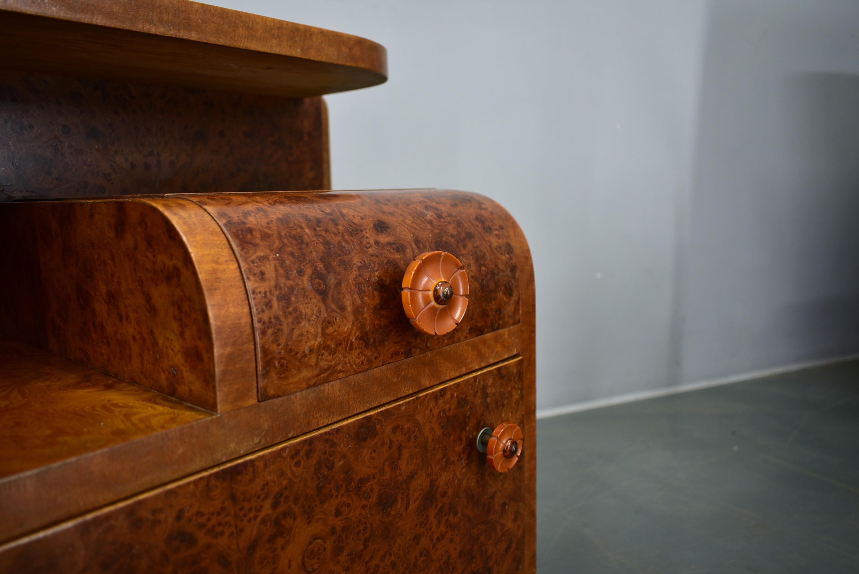 Wood 1940s Pair of Art Deco Bedside Tables, Czechoslovakia For Sale