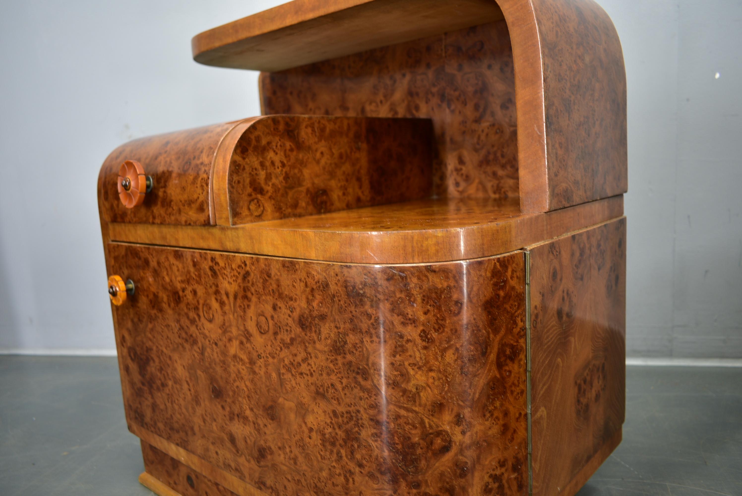 1940s Pair of Art Deco Bedside Tables, Czechoslovakia For Sale 2