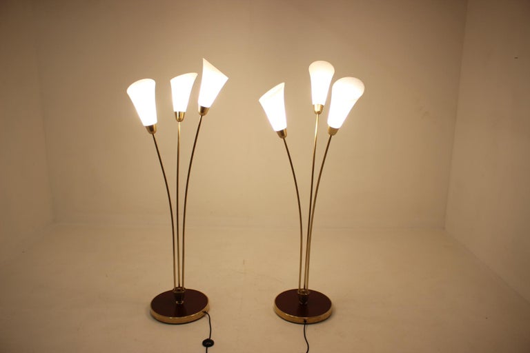 1940s Pair of Art Deco Floor Lamps, Czechoslovakia In Good Condition For Sale In Praha, CZ