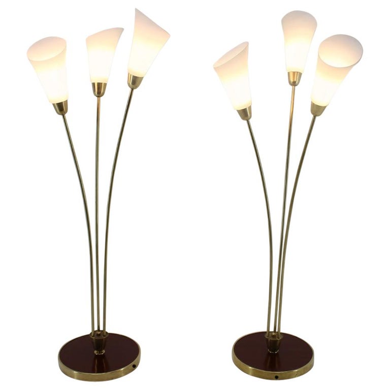 1940s Pair of Art Deco Floor Lamps, Czechoslovakia For Sale