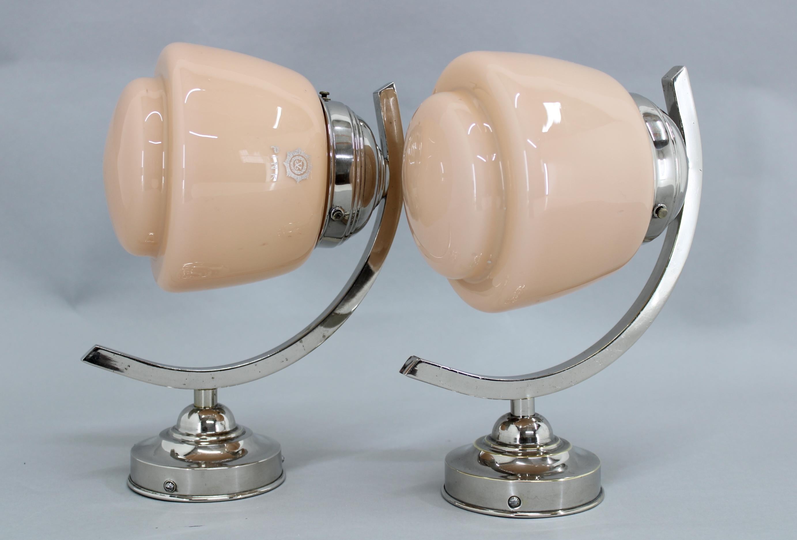 Coppia di lampade da parete Art Déco degli anni '40, Cecoslovacchia 5