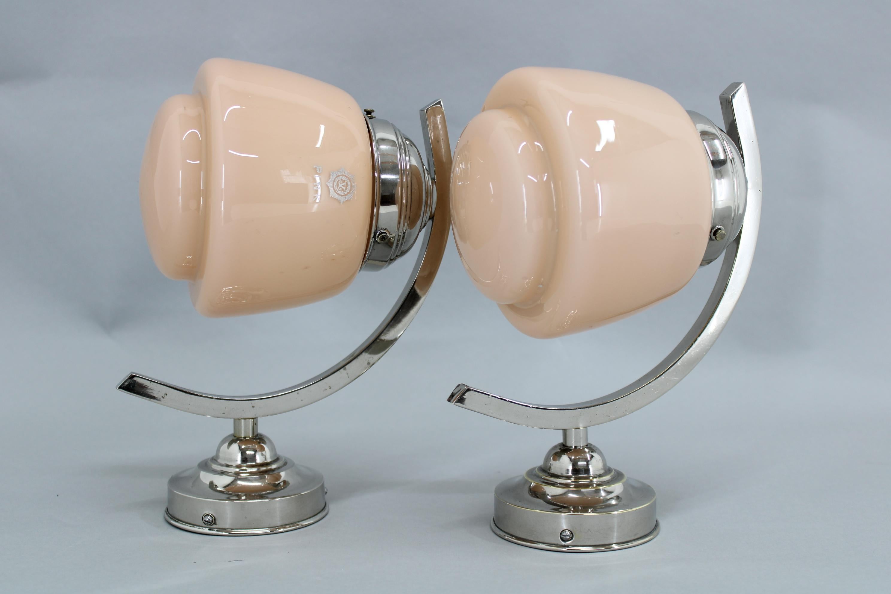 1940s Pair of Art Deco Wall Sconces Lamp , Czechoslovakia In Good Condition For Sale In Praha, CZ