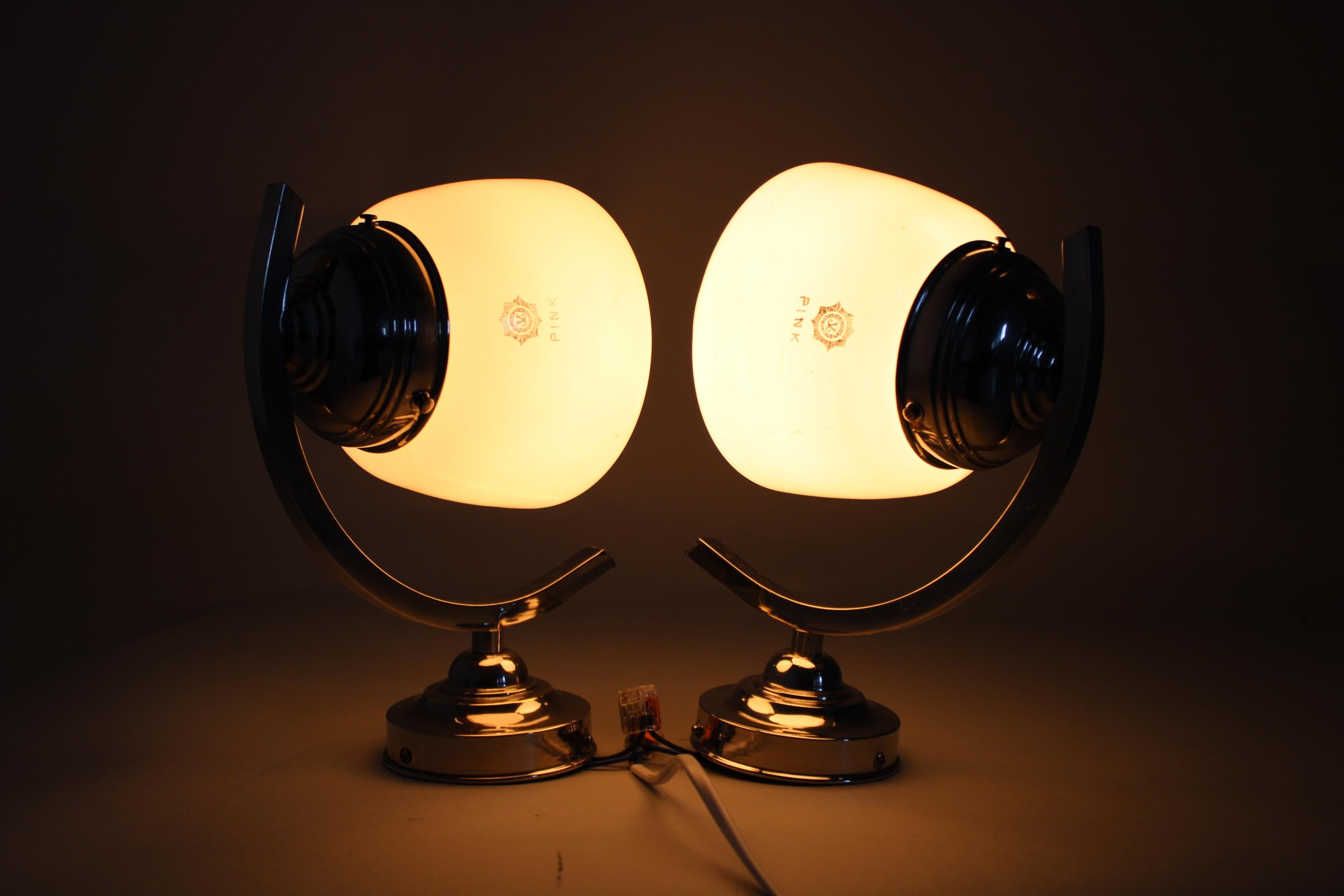 1940s Pair of Art Deco Wall Sconces Lamp , Czechoslovakia For Sale 1
