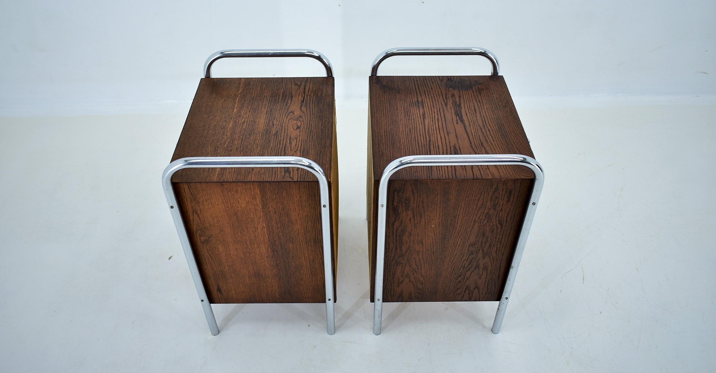 1940s Pair of Bauhaus Bedside Tables, Czechoslovakia 5
