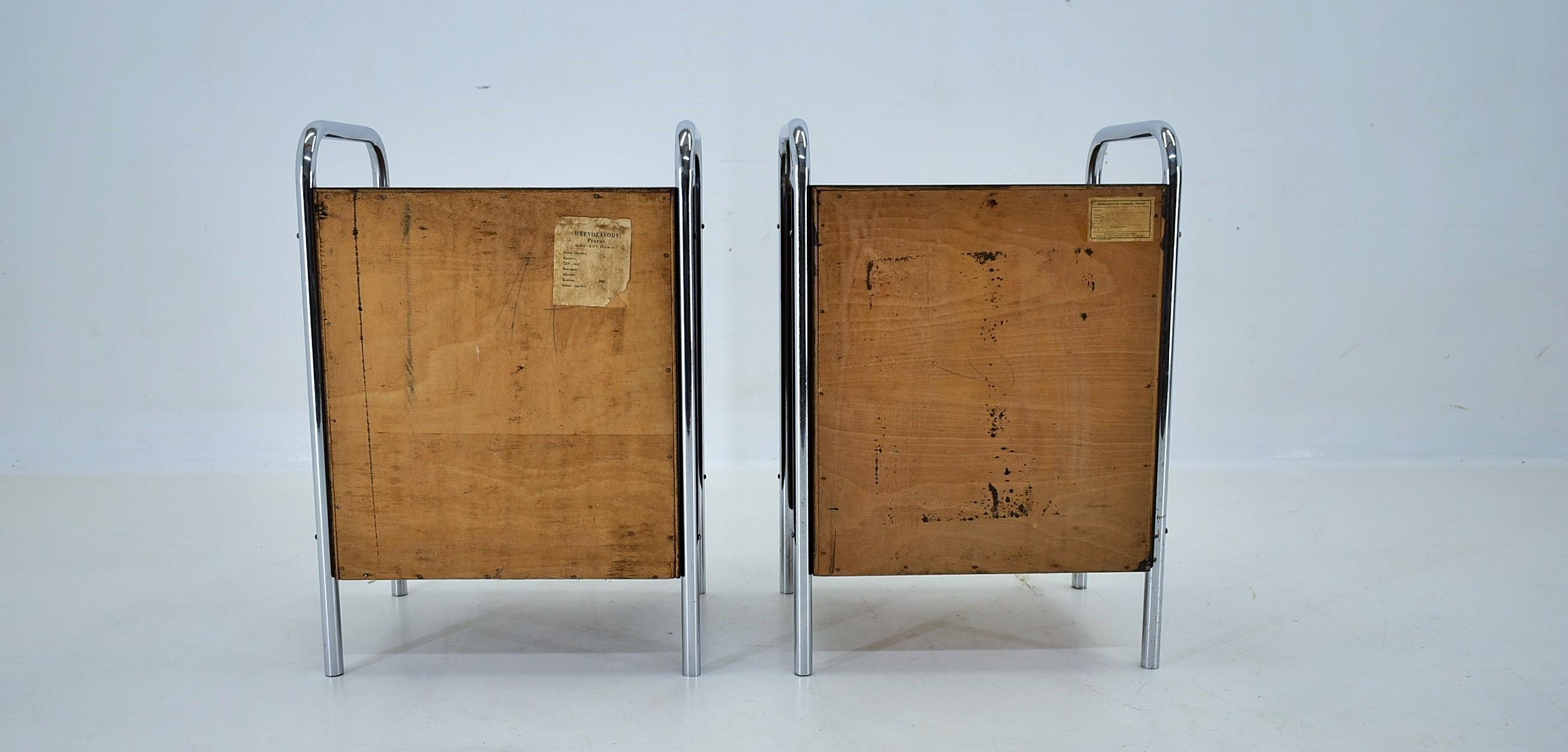 1940s Pair of Bauhaus Bedside Tables, Czechoslovakia 6