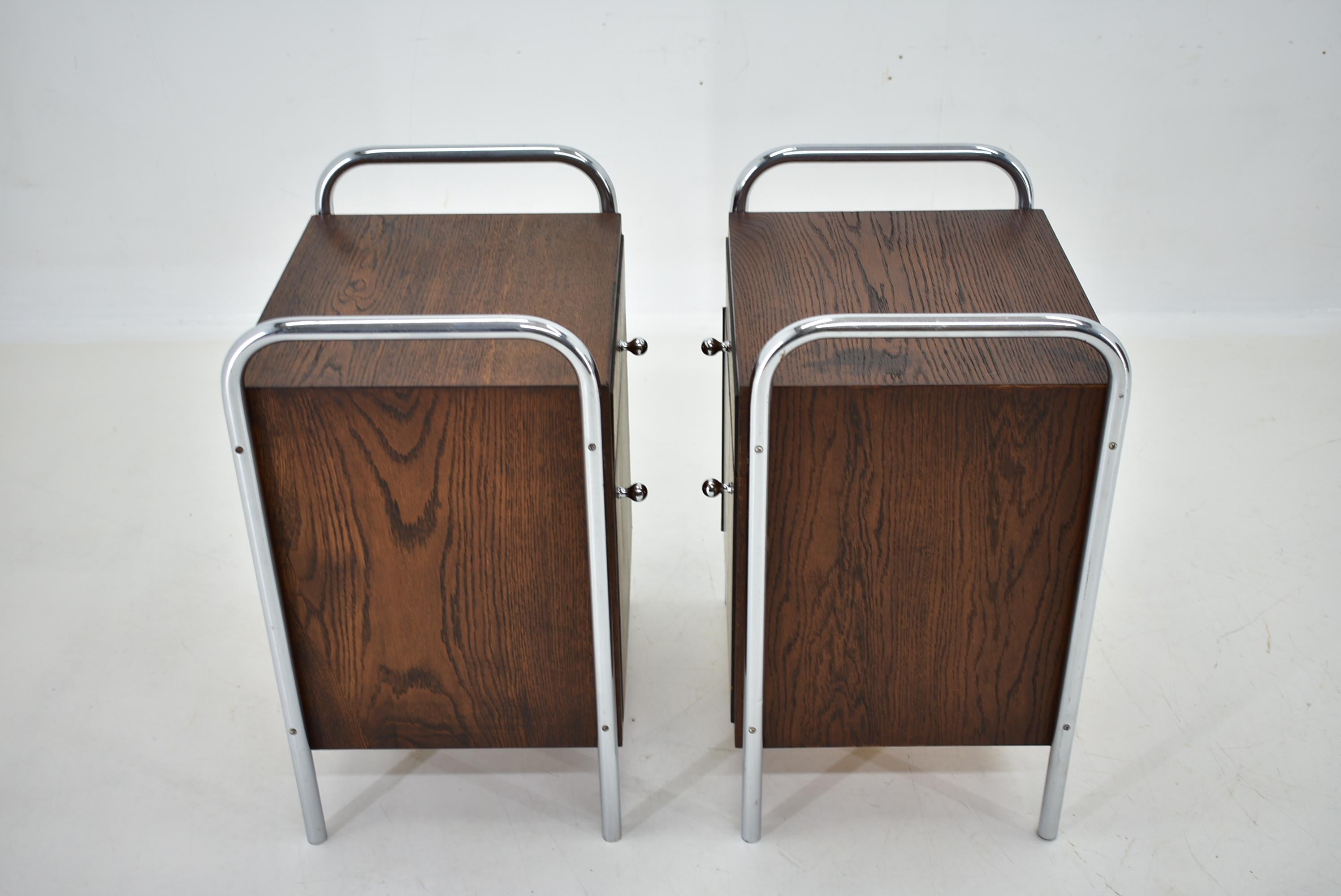 1940s Pair of Bauhaus Bedside Tables, Czechoslovakia 8