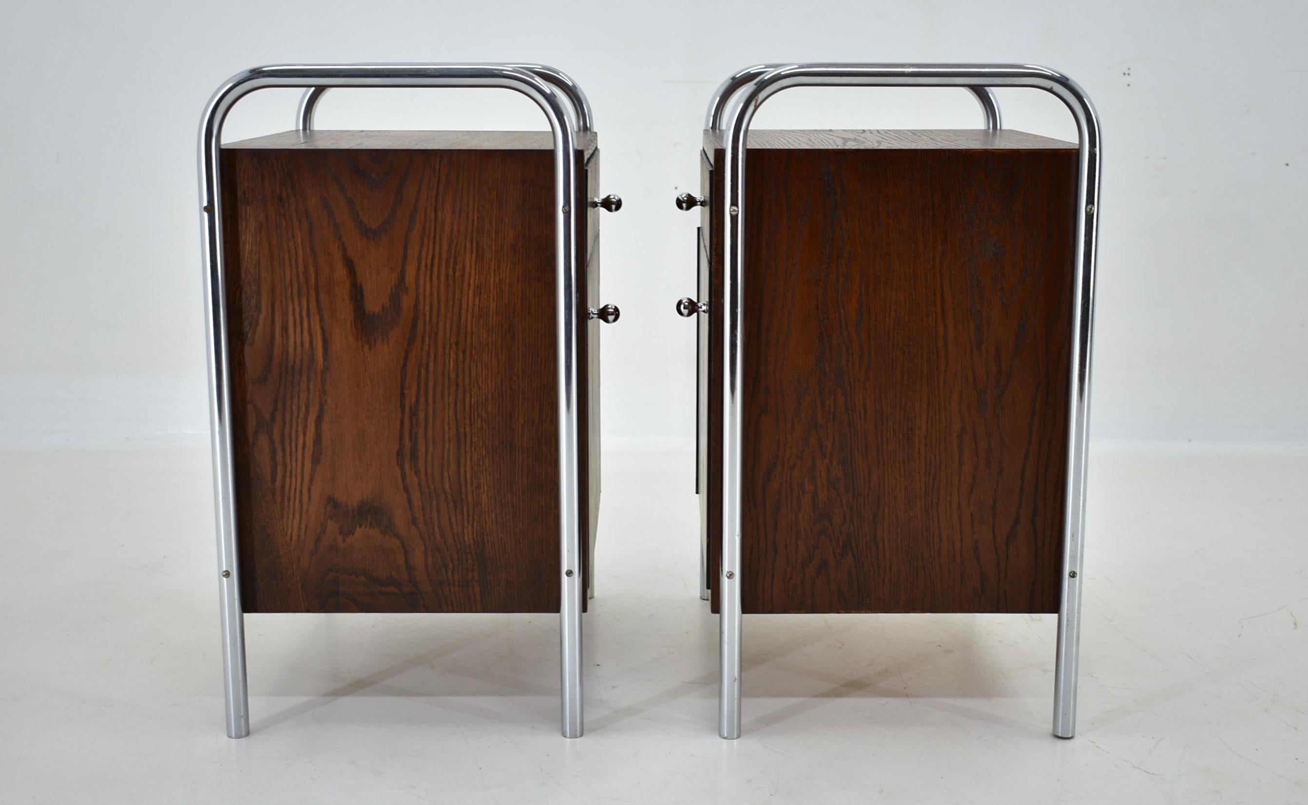 1940s Pair of Bauhaus Bedside Tables, Czechoslovakia 9