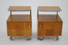 1940s Pair of Bauhaus Bedside Tables, Czechoslovakia
