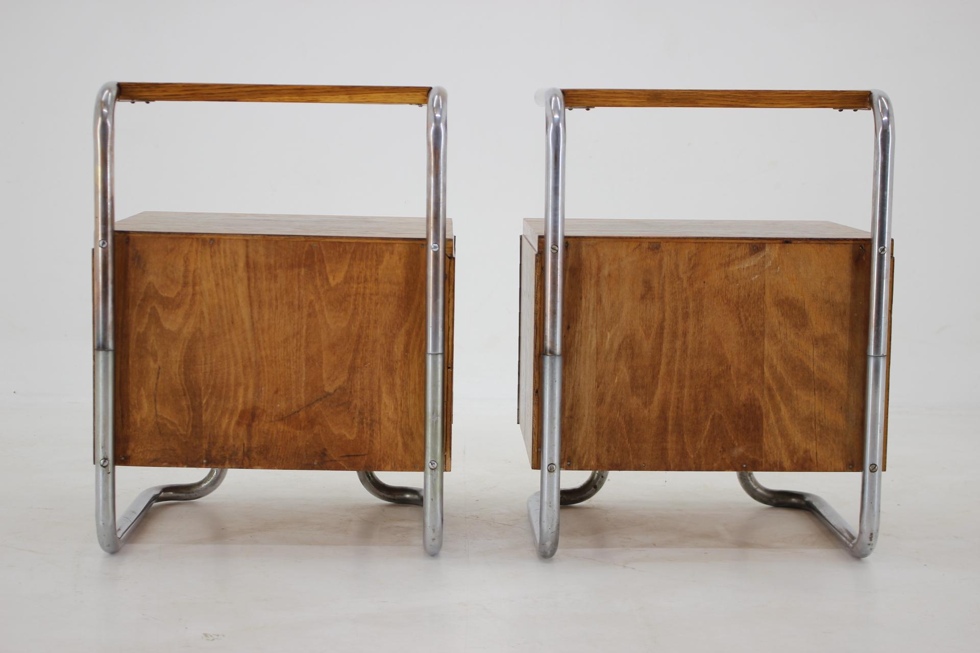 1940s Pair of Bauhaus Bedside Tables, Czechoslovakia 1