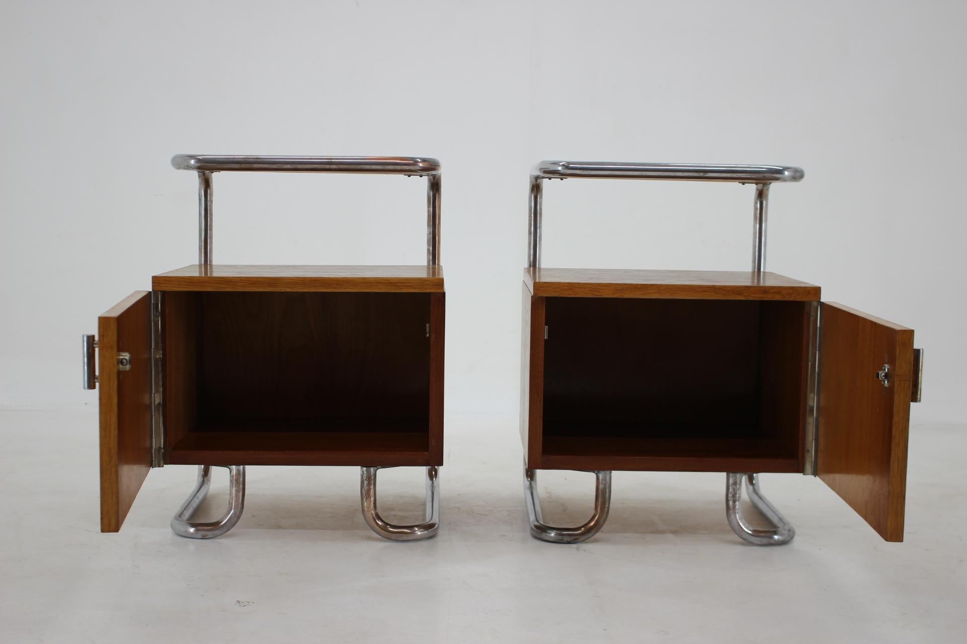 1940s Pair of Bauhaus Bedside Tables, Czechoslovakia 2