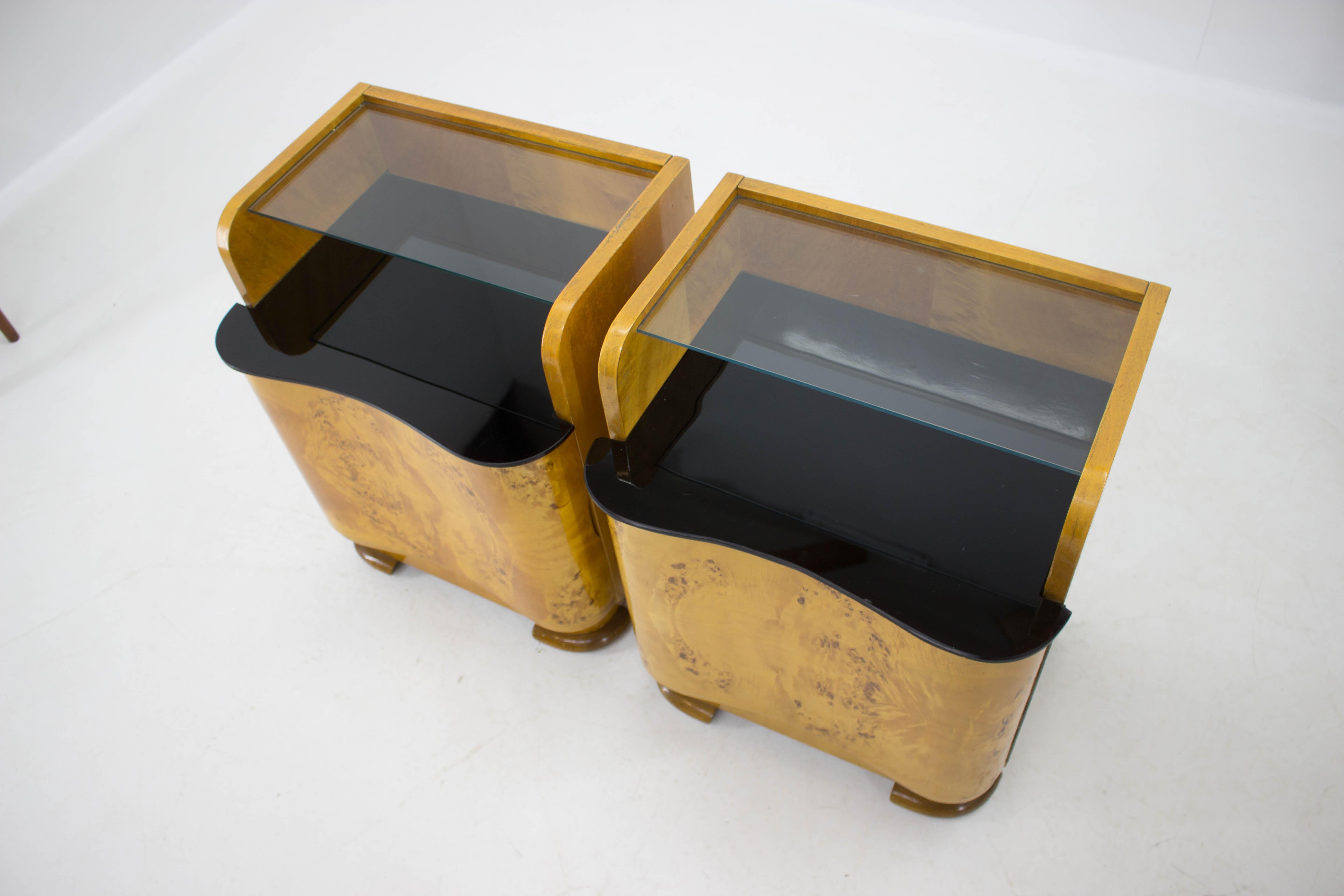 Maple 1940s Pair of Bedside Tables by Halabala for UP Zavody, Czechoslovakia