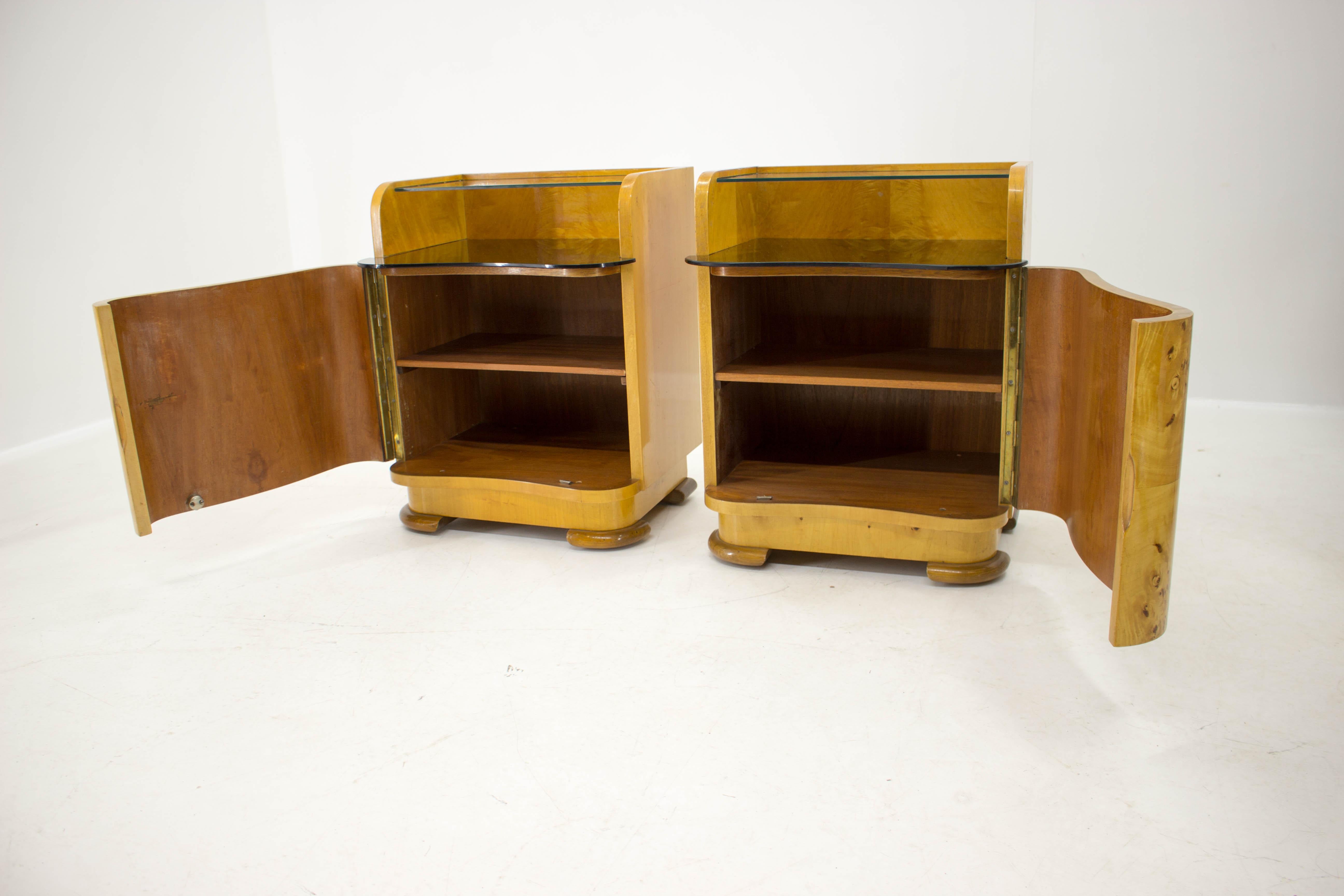 1940s Pair of Bedside Tables by Halabala for UP Zavody, Czechoslovakia 1