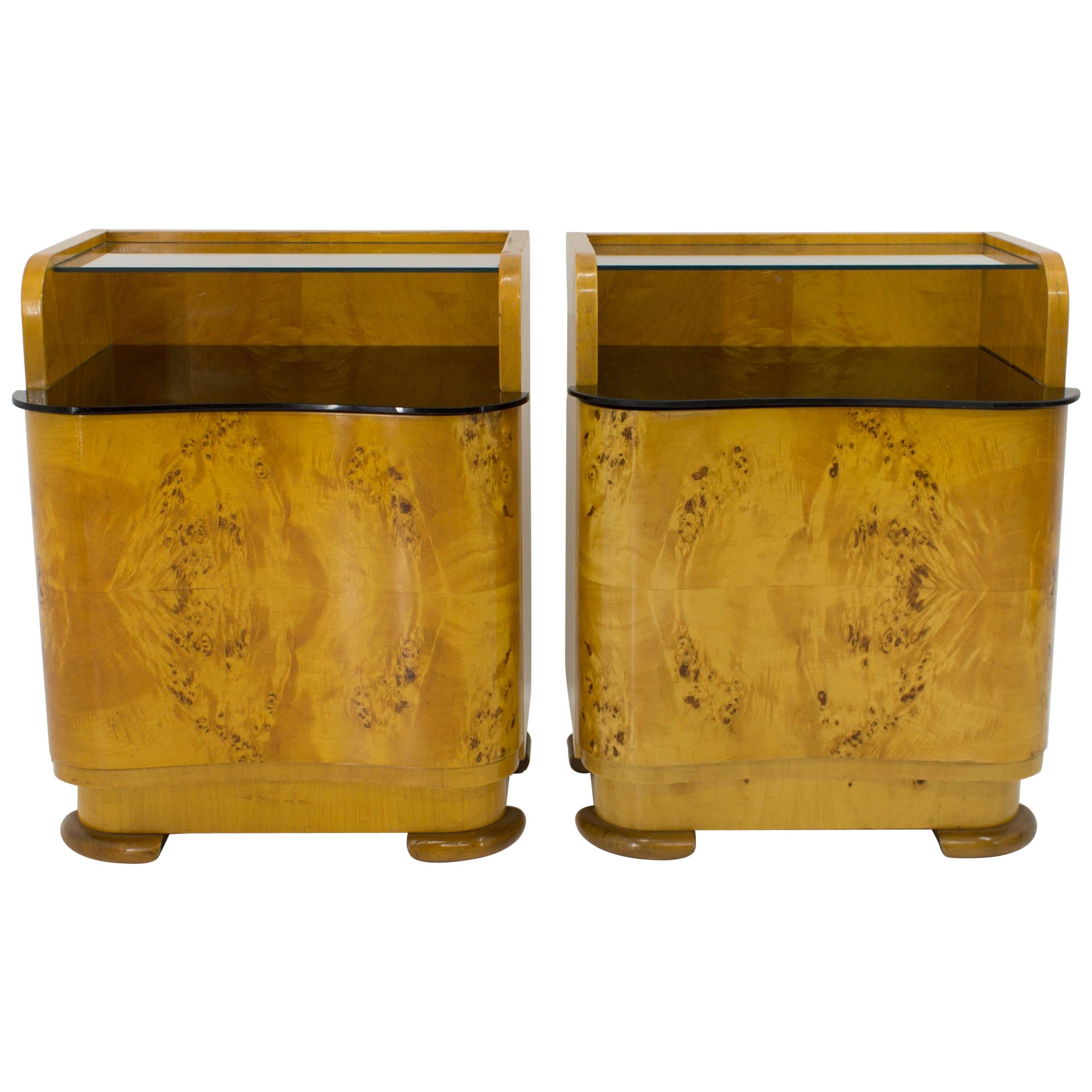 1940s Pair of Bedside Tables by Halabala for UP Zavody, Czechoslovakia