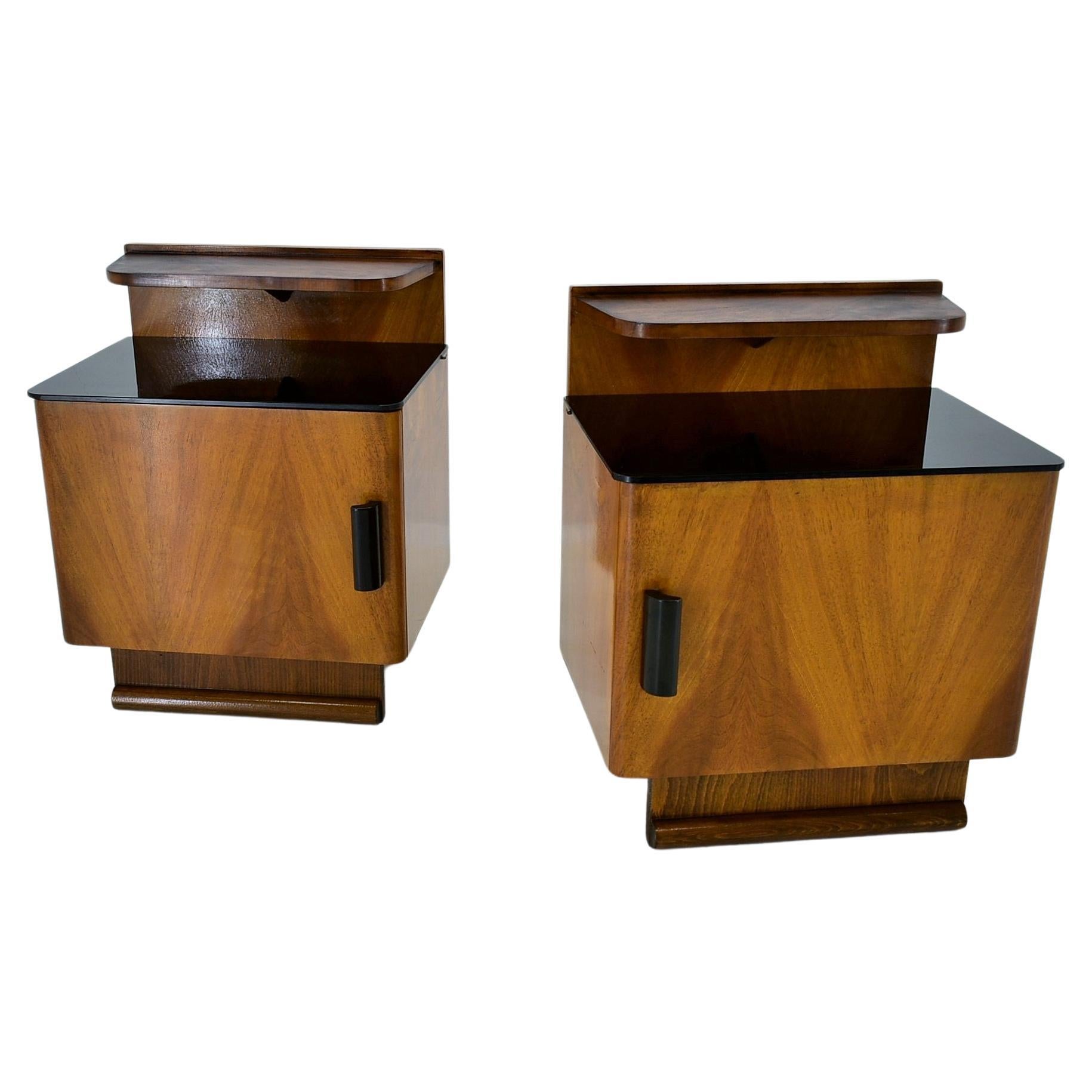 1940s Pair of Bedside Tables by Jindřich Halabala , Czechoslovakia For Sale