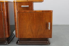 1940s Pair of Bedside Tables in Walnut Finish, Czechoslovakia