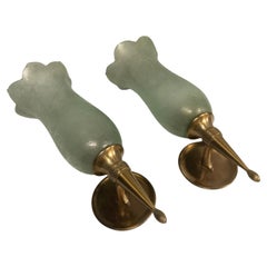1940's Pair of bronze and Murano glass sconces by Veronese