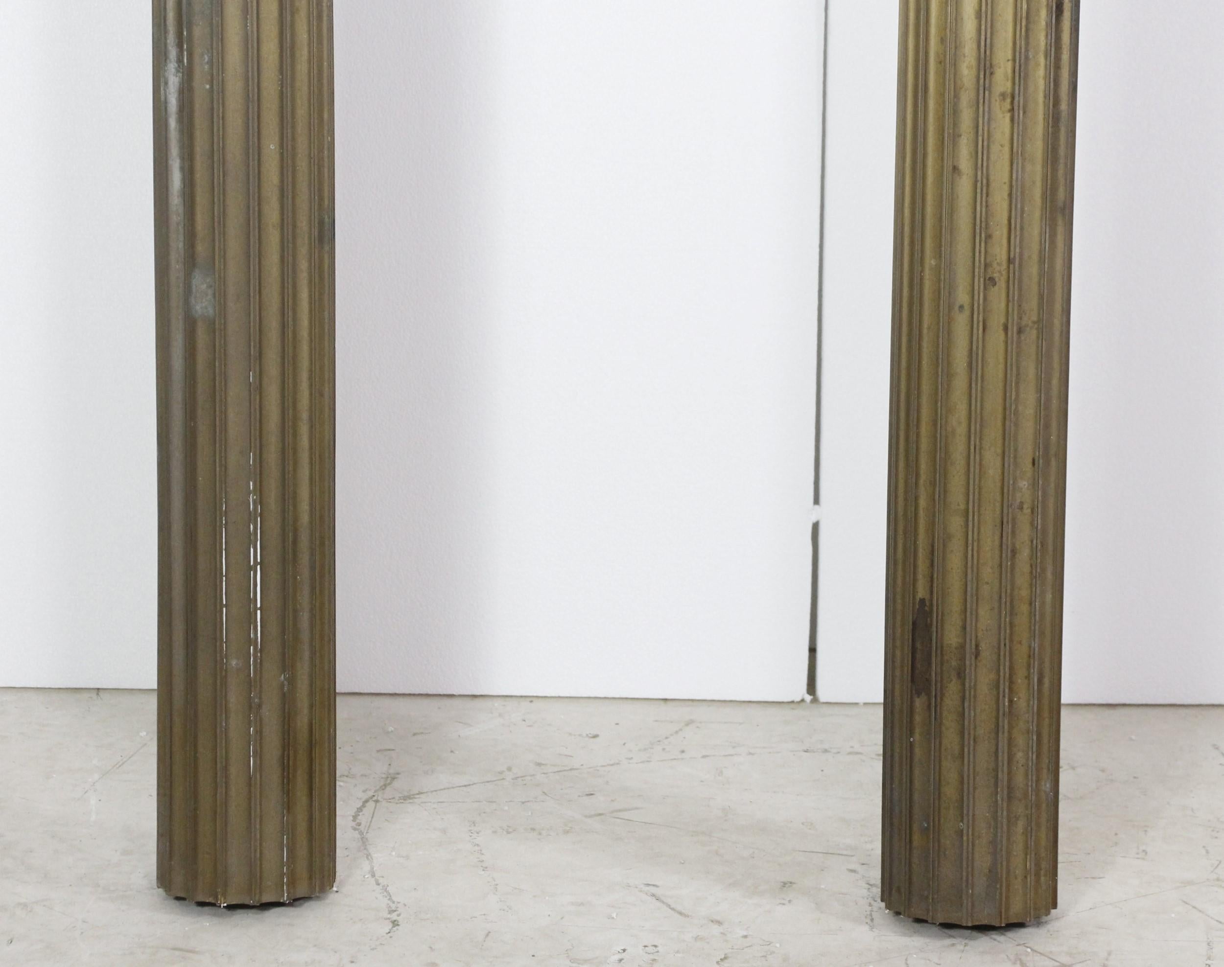 1940s Pair of Bronze Fluted Extra Tall Columns with Hollow Core 147