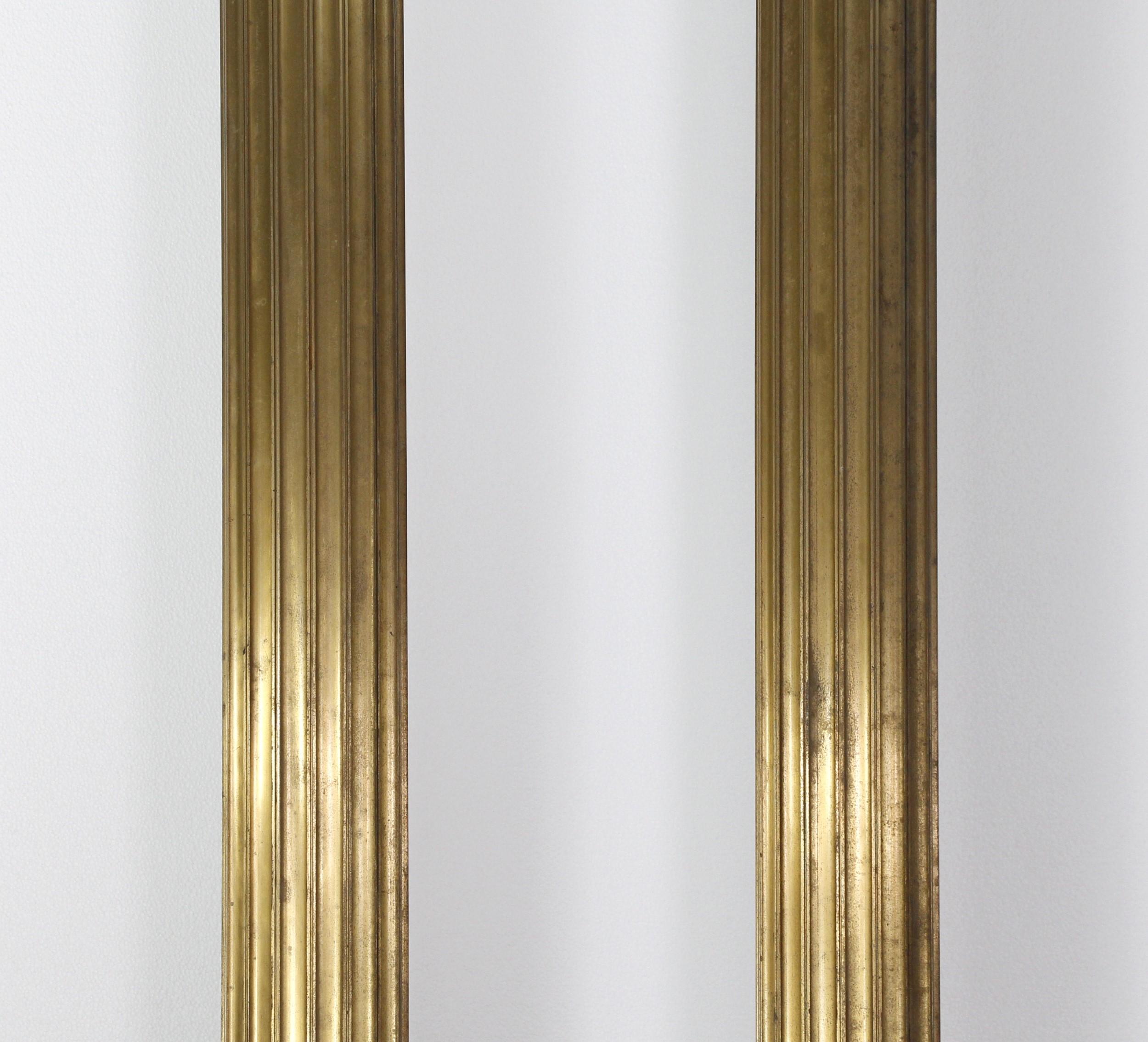Industrial 1940s Pair of Bronze Fluted Hollow Columns with Natural Bronze Patina
