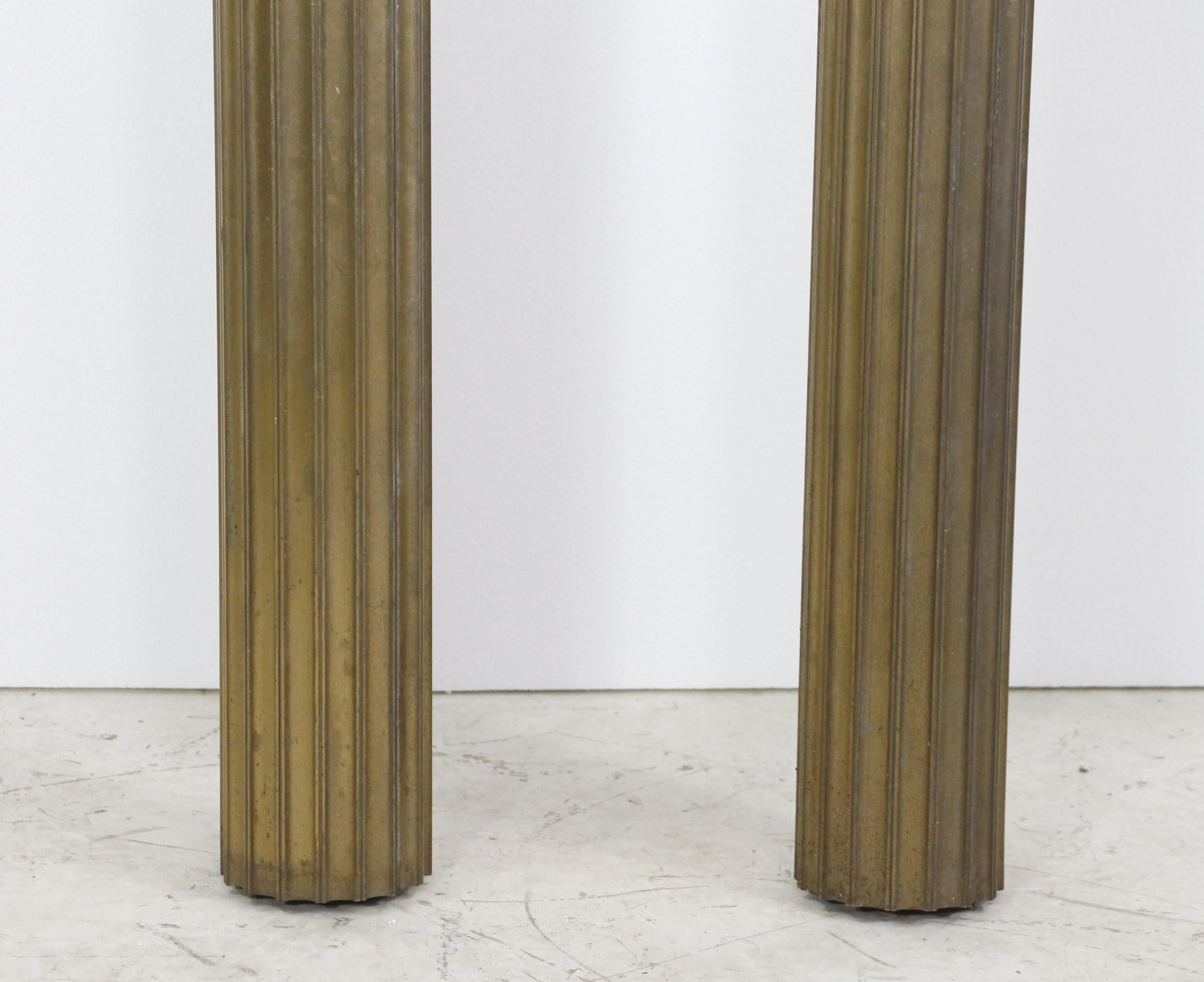 1940s Pair of Bronze Fluted Hollow Columns with Natural Bronze Patina In Good Condition In New York, NY