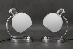 1940s Pair of Chrome Plated Nightstands Lamp , Czechoslovakia