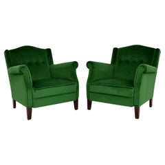 1940
s Pair of Danish Velvet Armchairs