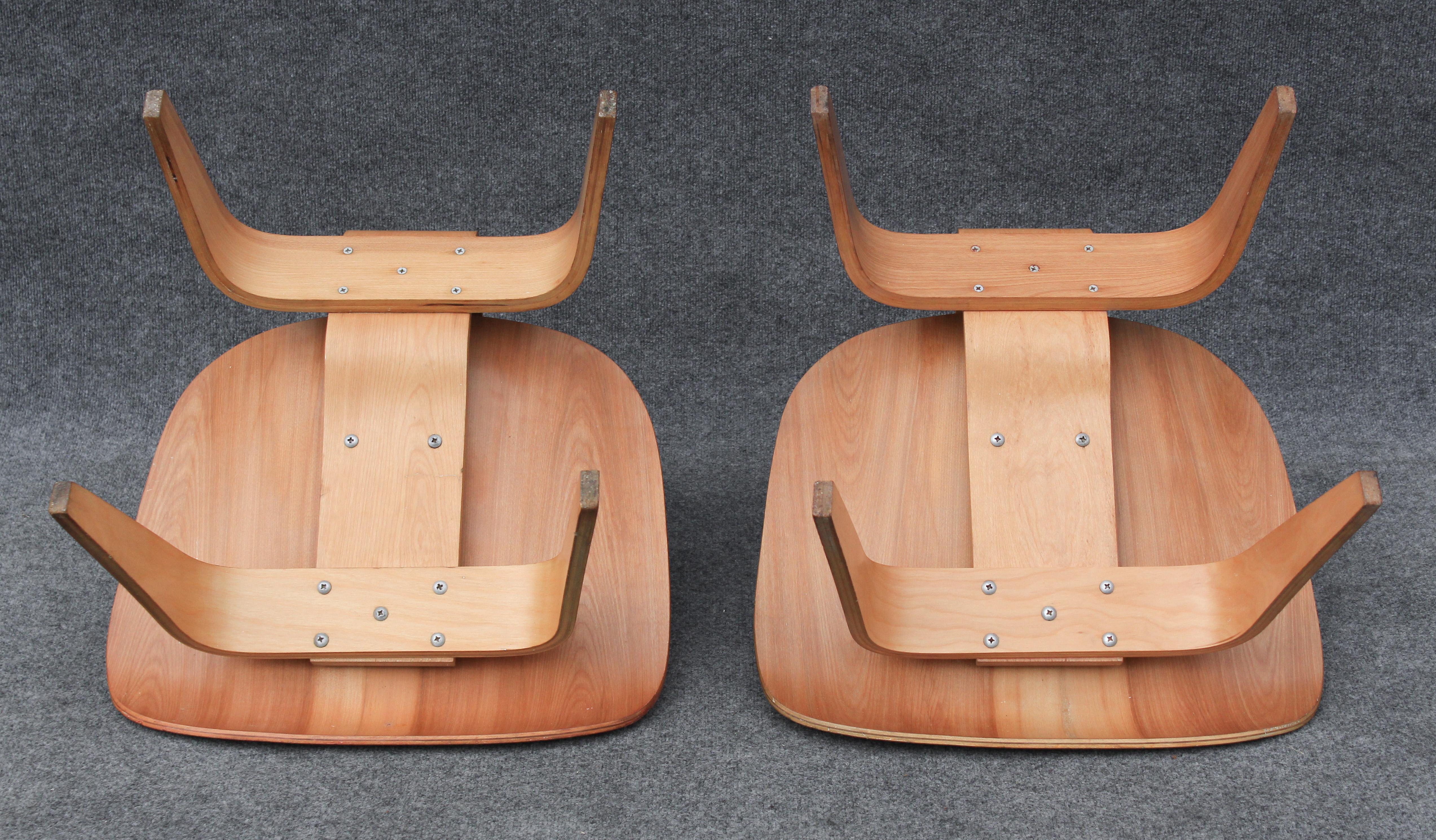 Paire de fauteuils de salon Charles Eames pour Herman Miller Lcw des années 1940 en bouleau en vente 2