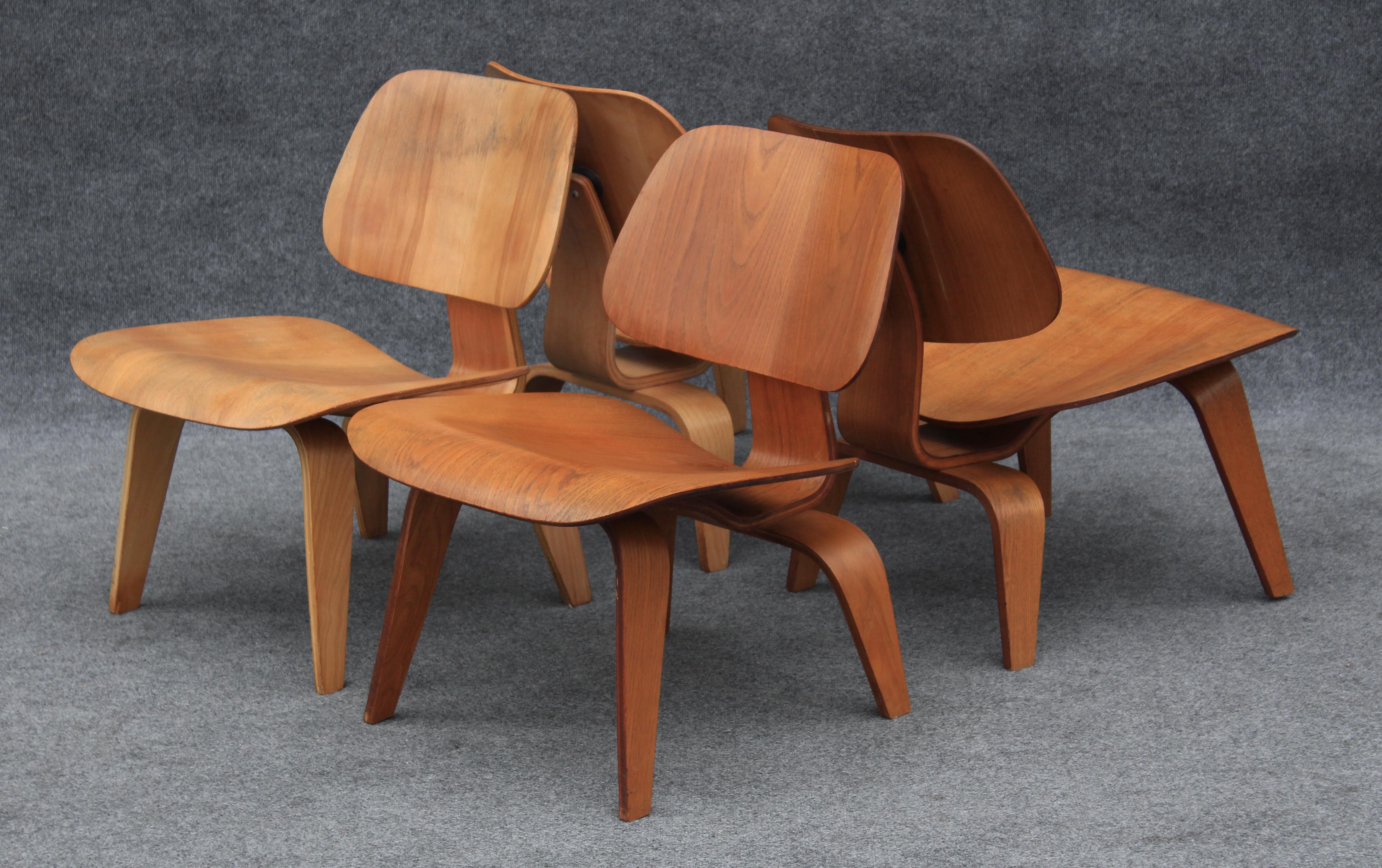 1940er Jahre Zwei frühe Charles Eames für Herman Miller Lcw Lounge Chairs in Birke im Angebot 7