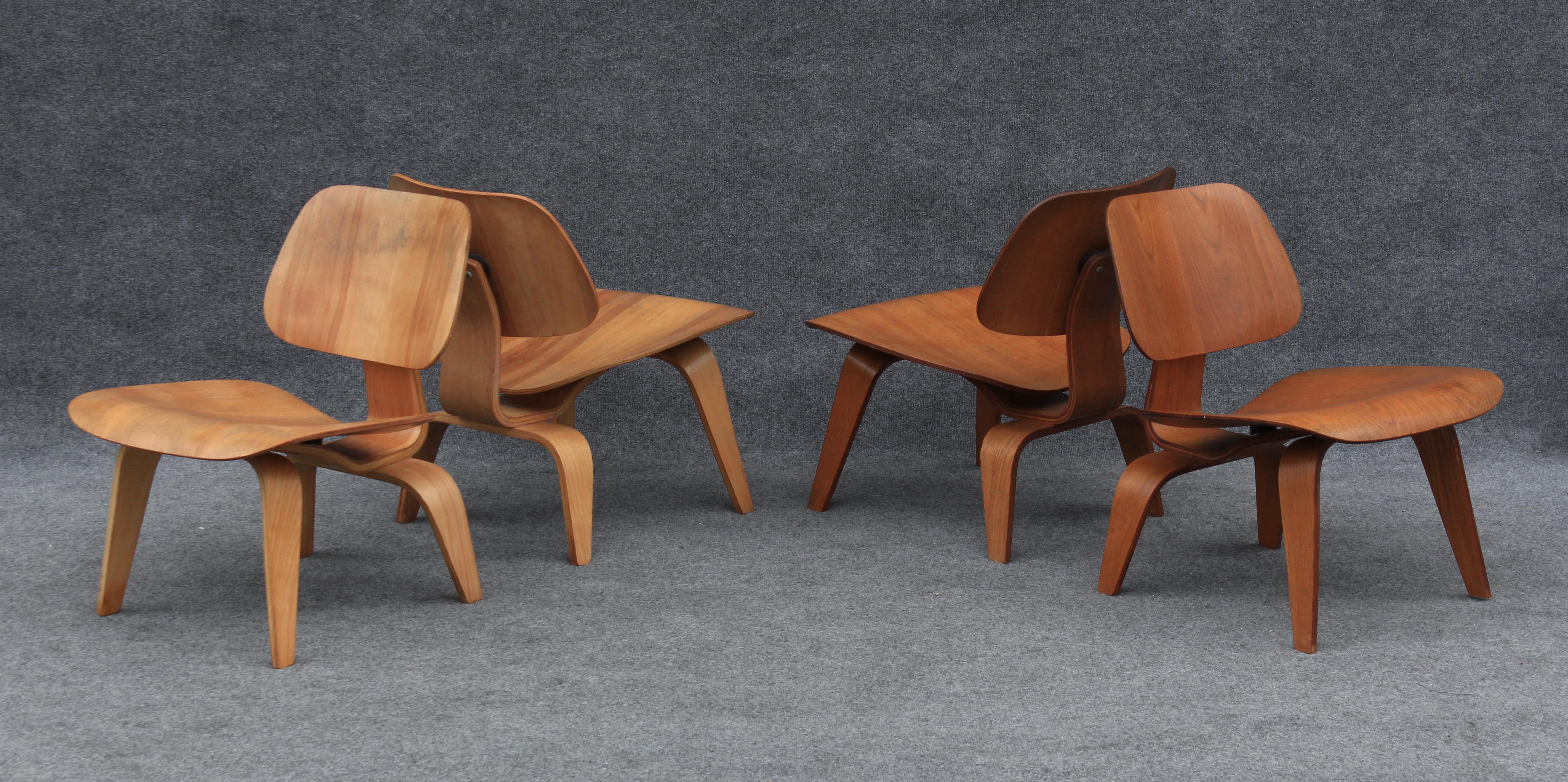 Pareja de sillas Lounge Charles Eames para Herman Miller Lcw en abedul de los años 40 en venta 8