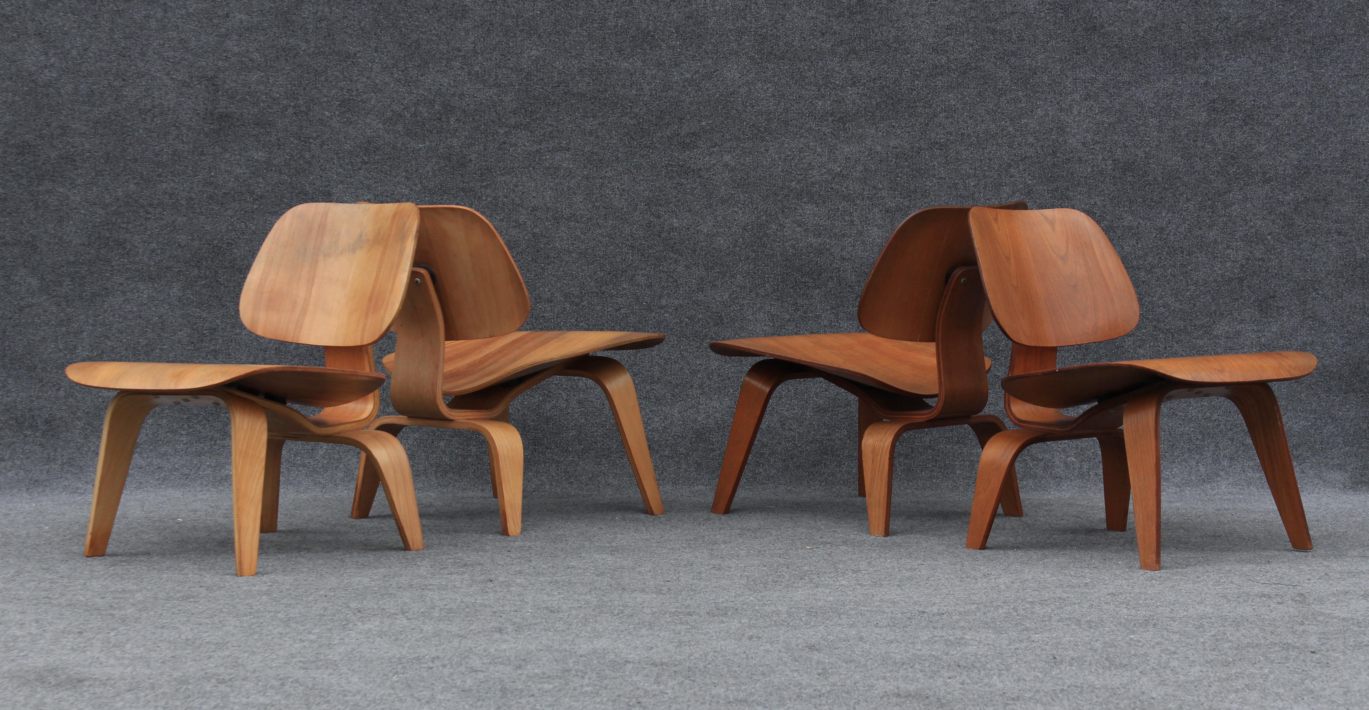 Paire de fauteuils de salon Charles Eames pour Herman Miller Lcw des années 1940 en bouleau en vente 9