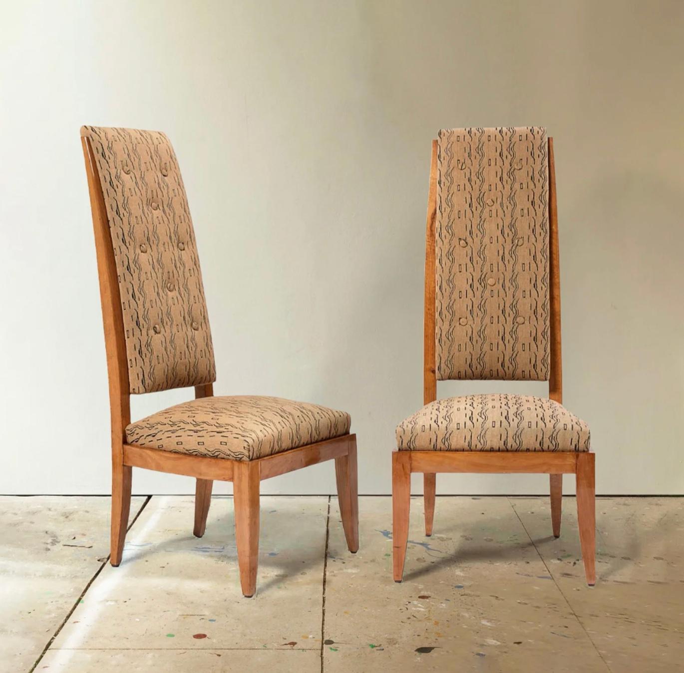 Art Deco 1940s Pair of Fireside Chairs in Blond Mahogany attributed to Maison Dominique