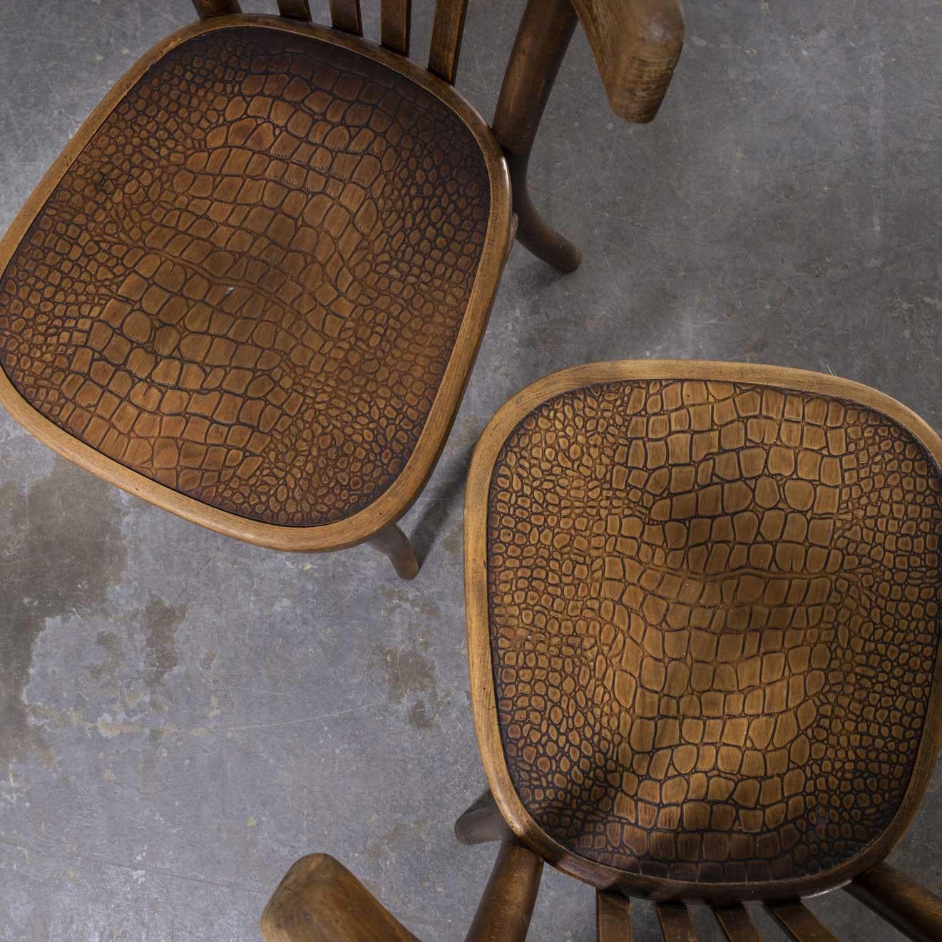 1940's Pair of Fischel Bentwood Chairs, Patterned Seat In Good Condition In Hook, Hampshire