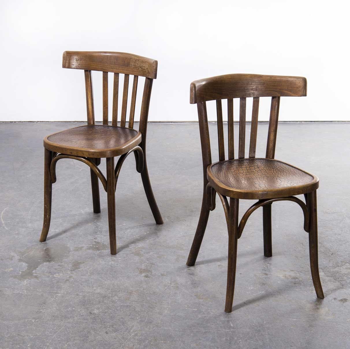1940's Pair of Fischel Bentwood Chairs, Patterned Seat 1