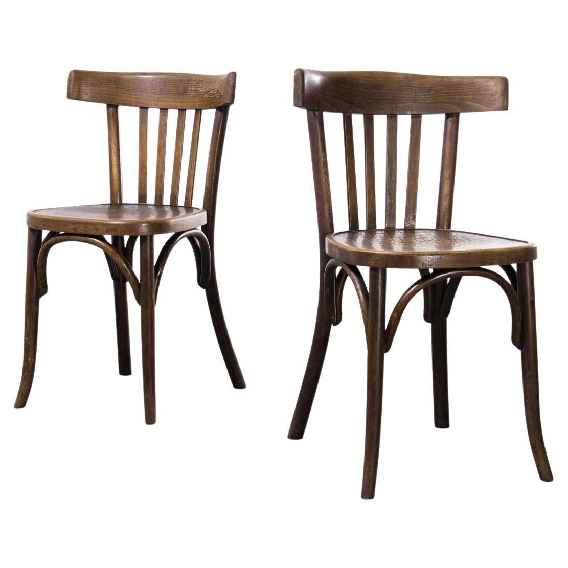 1940's Pair of Fischel Bentwood Chairs, Patterned Seat For Sale at 1stDibs