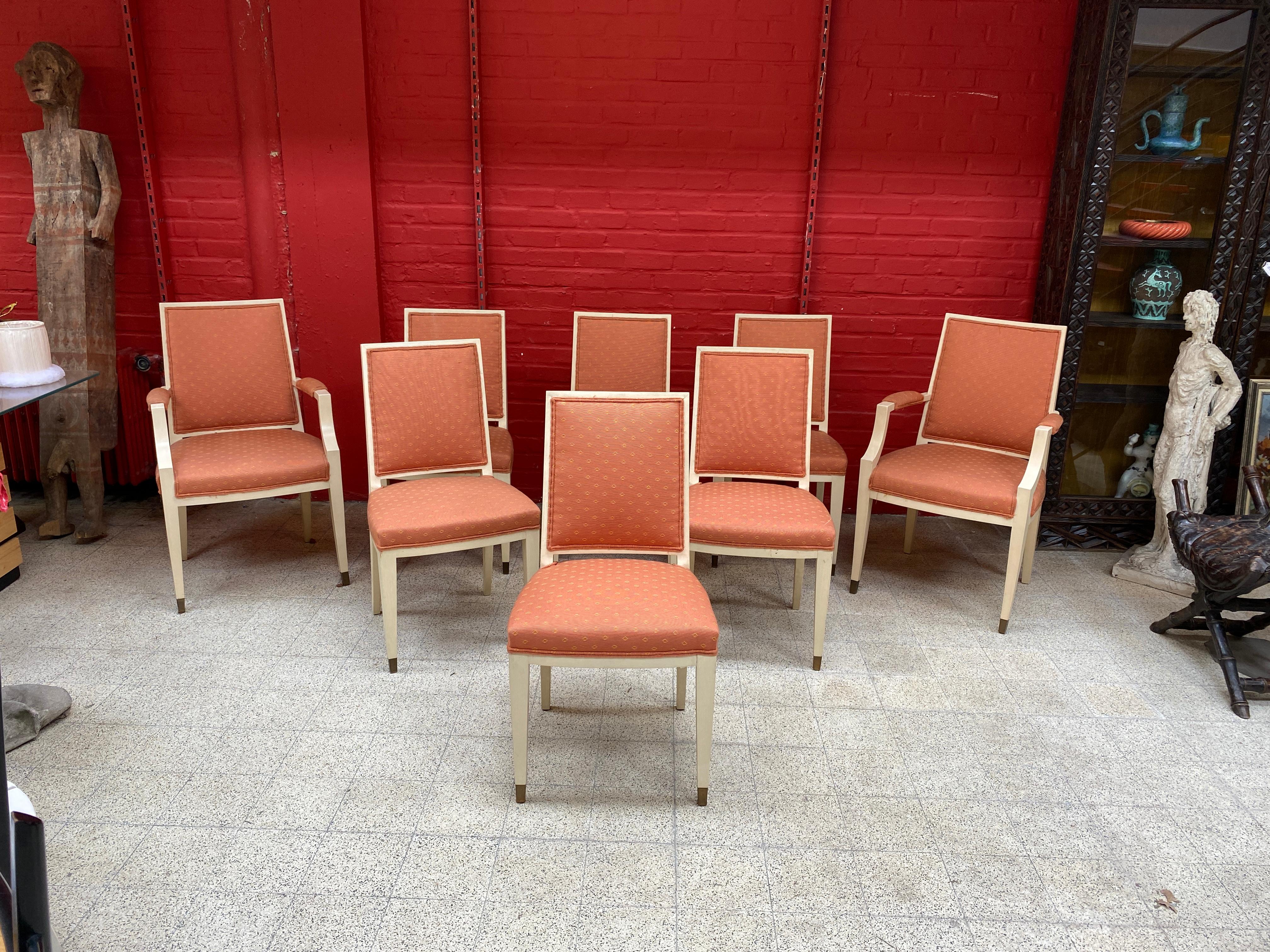 1940s Pair of French Art Deco Armchairs in the Style of André Arbus For Sale 5