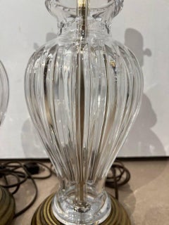 1940's Pair of French Small Cut Glass Crystal Table Lamps