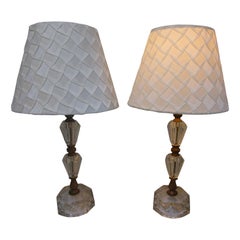 1940er Jahre Paar Französisch Stil Art Deco Kristallglas Lampen