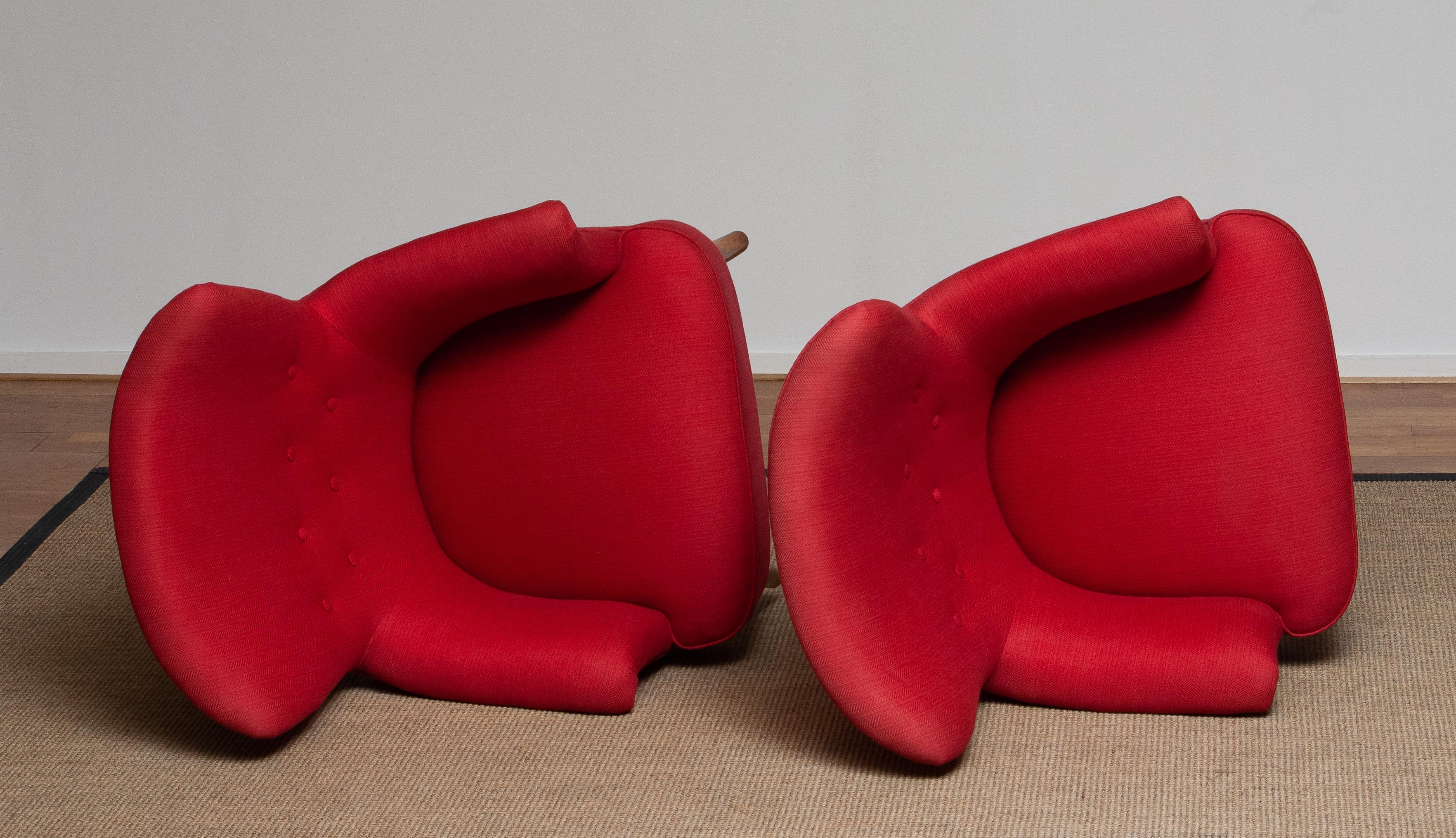1940s, Pair of Fuchsia Easy or Lounge Chair by Carl Malmsten for OH Sjogren 9