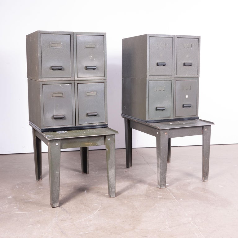 1940s Pair Of Industrial Metal Side Storage Cabinets Bedside