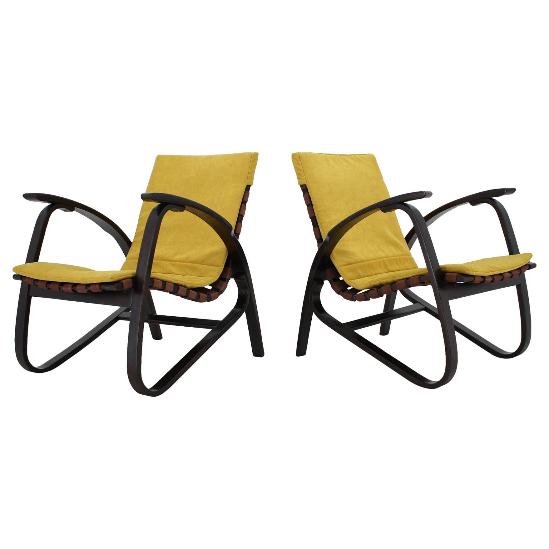 1940s Pair of Jan Vanek Bentwood Lounge Armchair, Czechoslovakia