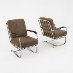 1940s Pair of Kem Weber for Lloyd Maufacturing Cantilevered Arm Chairs in Steel