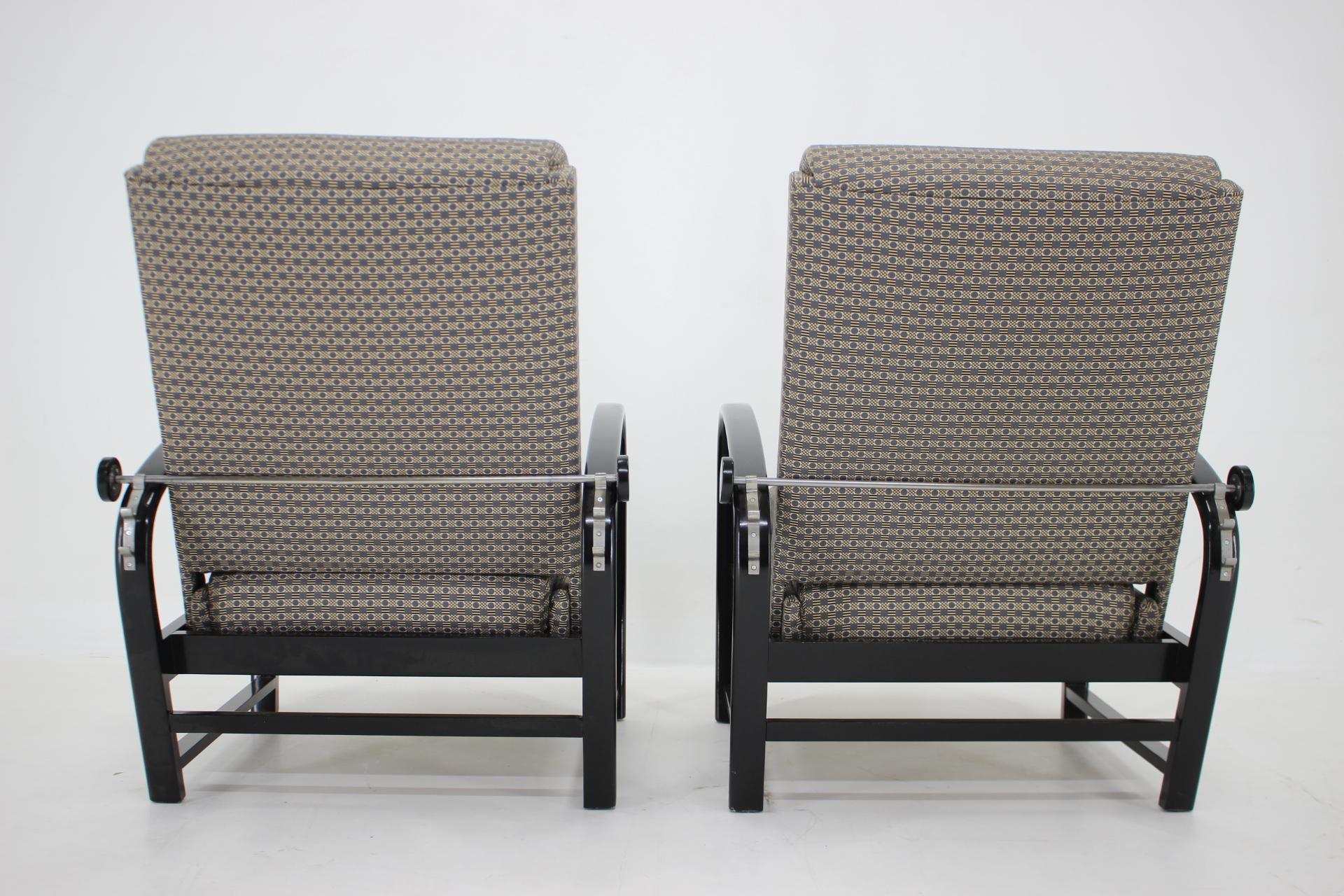 1940s Pair of Kropacek Kozelka Adjustable Armchairs, Czechoslovakia For Sale 6