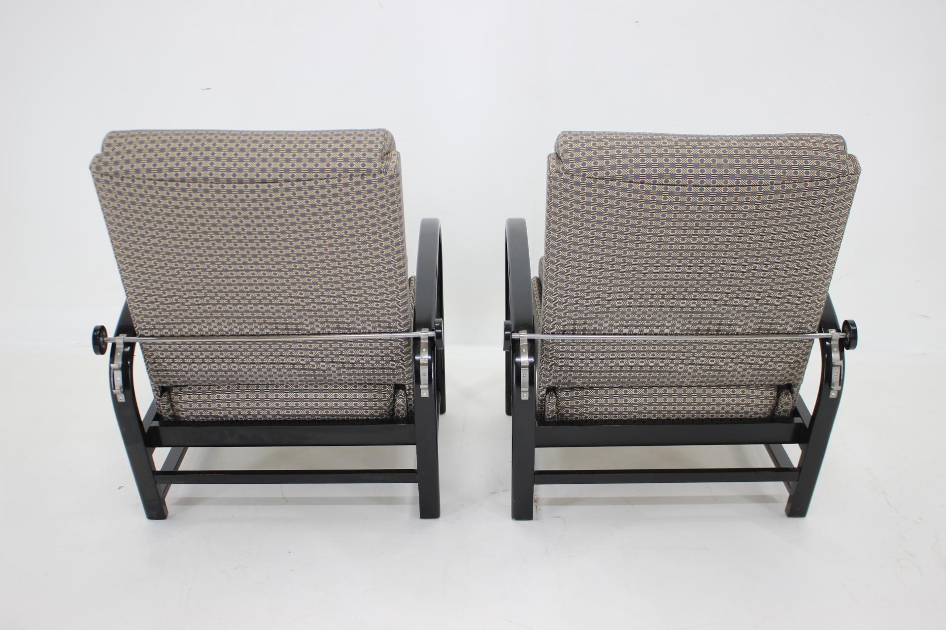 Paire de fauteuils réglables Kropacek Kozelka des années 1940, Tchécoslovaquie en vente 6